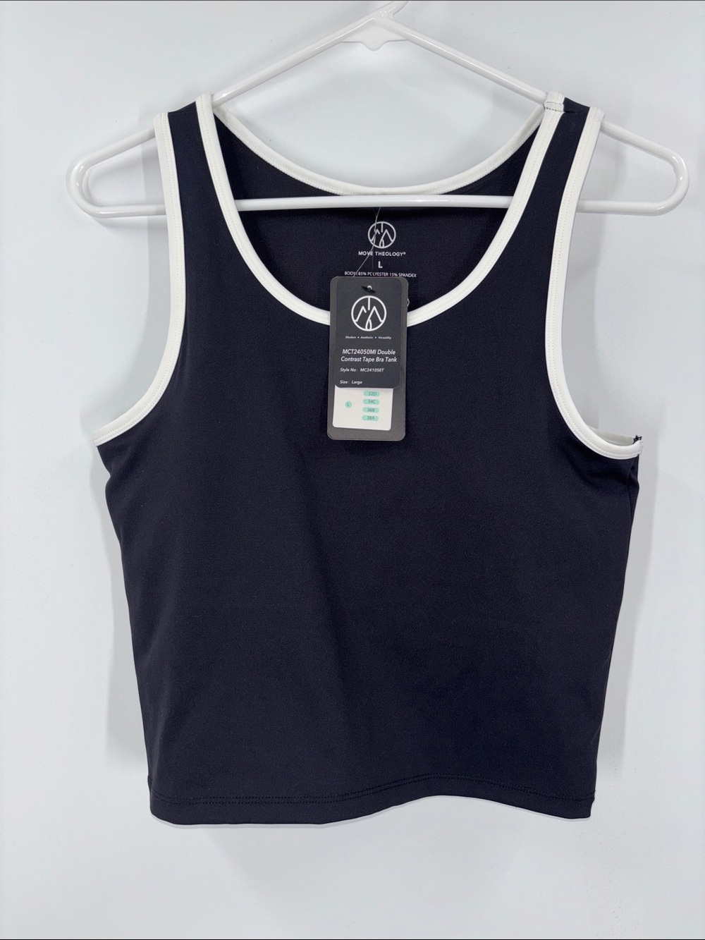 Cropped Workout Tank Top with Built In Bra Size Large New With Tags